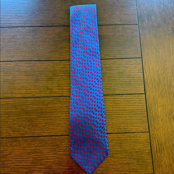 Vintage  CharvetRetro Blue Red Dot Print Men's Silk Necktie Mad in France - Picture 1 of 6